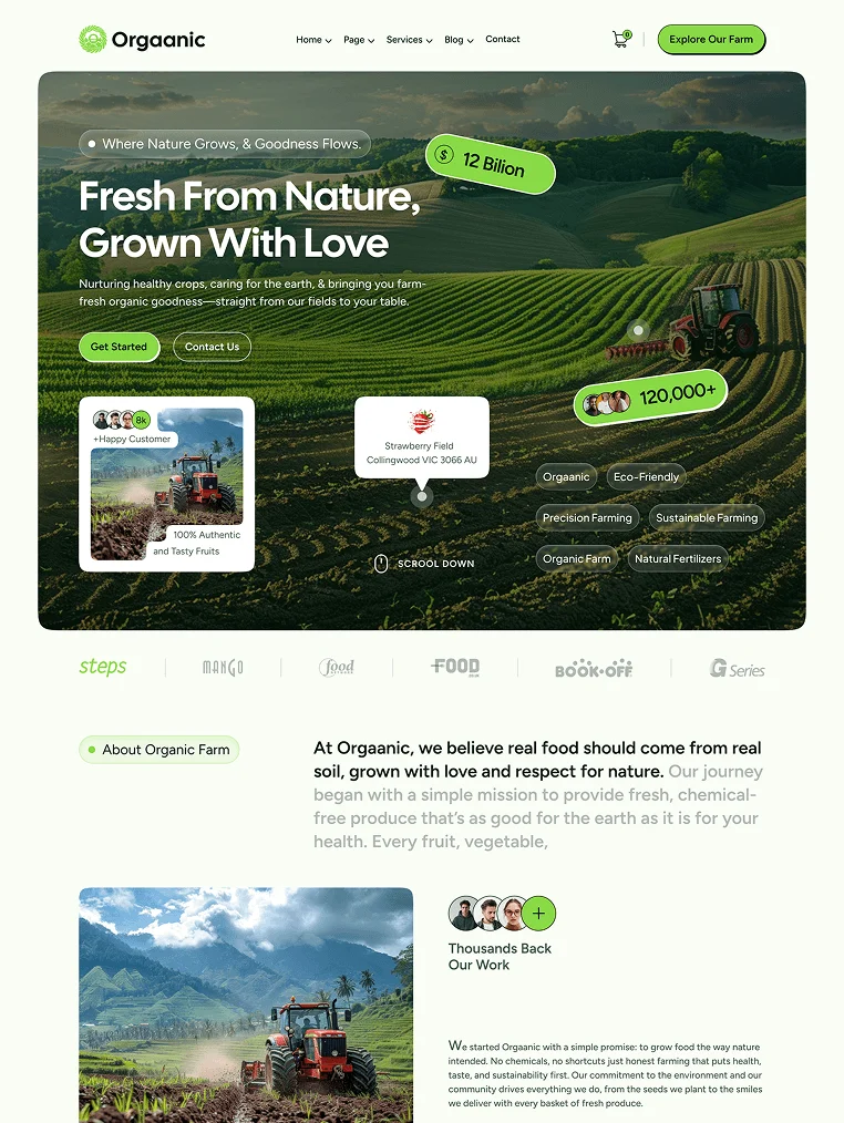 Organic Farm template website pertanian